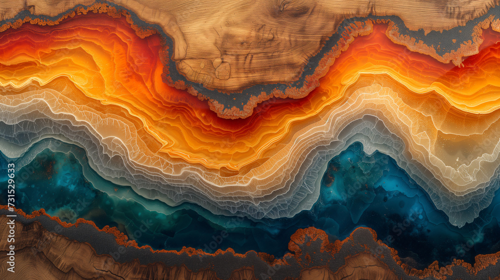 Abstract wood and colored epoxy resin texture background. Captivating image for printing. Contemporary art. Intricate details. Rich colors Abstract wood and colored epoxy resin texture background. Captivating image for printing. Contemporary art. Intricate details. Rich colors