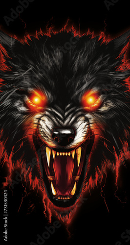 enraged wearwolf with glowing eyes  background for cellphones  mobile phone  banner for instagram stories.