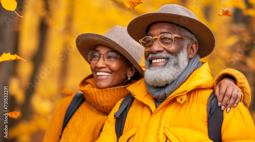 Golden Years in Golden Leaves: Senior African American Couple in Autumn 