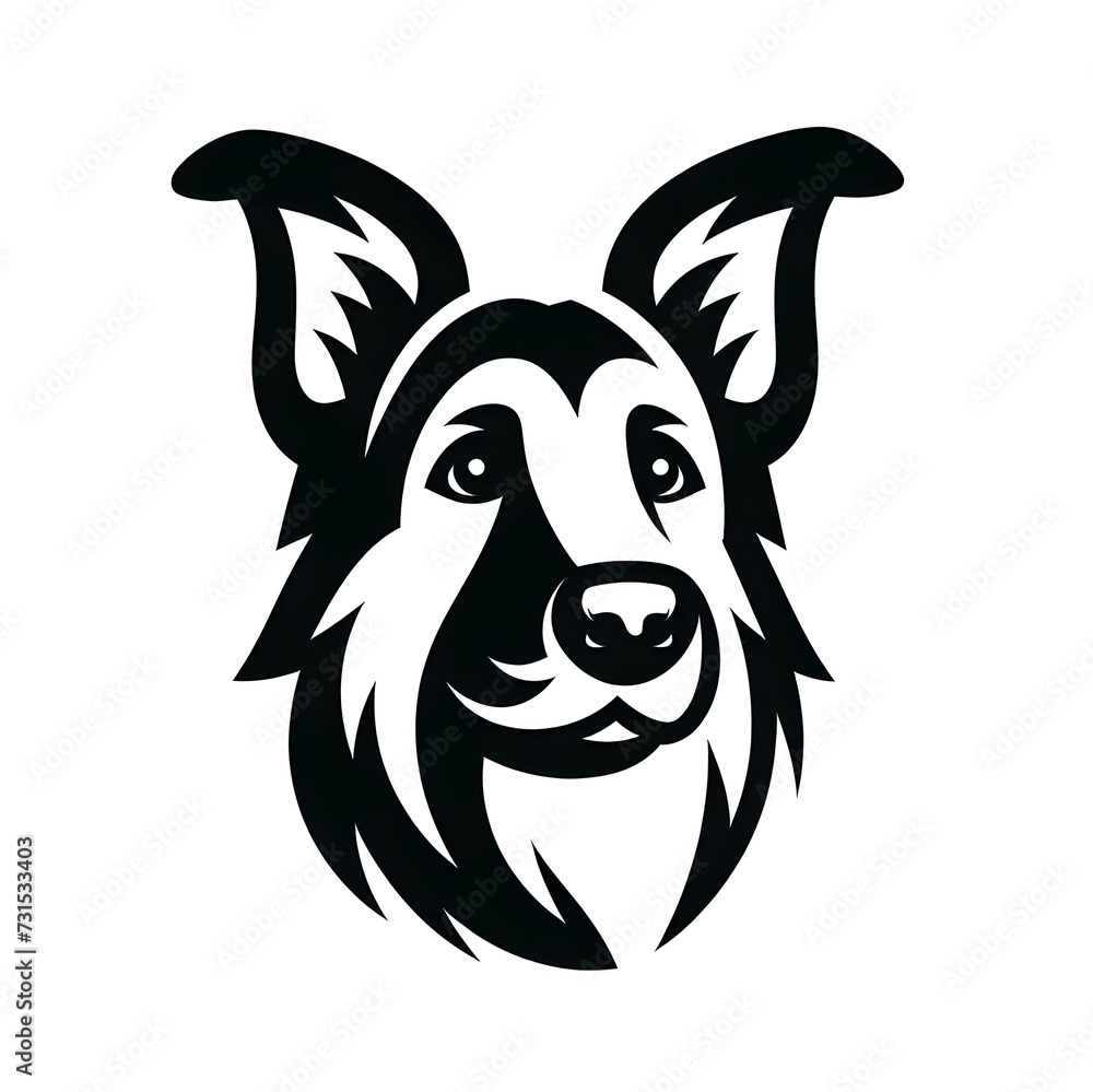 flat logo of Vector dog illustration 