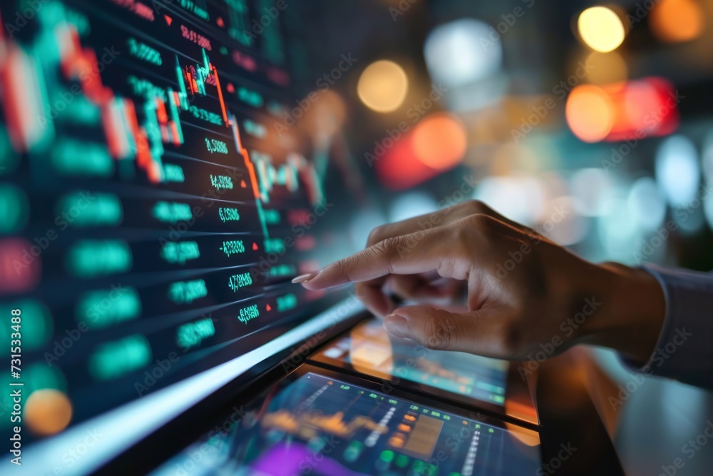 Hands adjusting a price on the stock market Hands adjusting a price on the stock market
