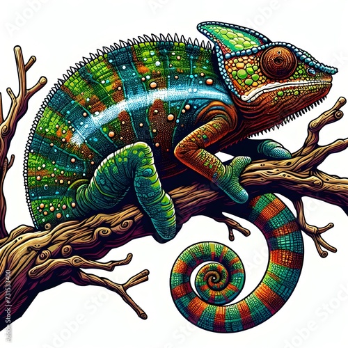 flat logo of Vector chameleon sitting on the tree illustration graphic design  © Rajeev