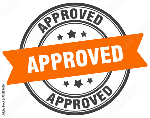approved stamp. approved label on transparent background. round sign