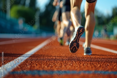Young male athletes commencing their track race