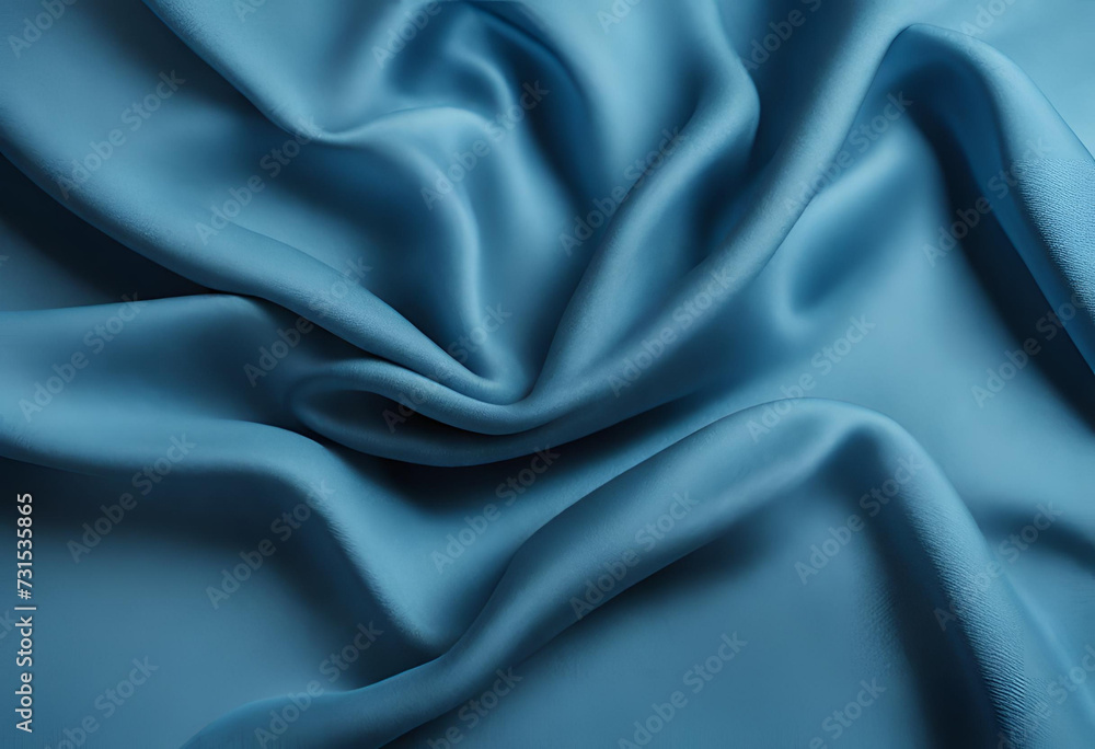 Obraz premium Abstract smooth elegant blue fabric silk texture soft background, flowing satin waves.