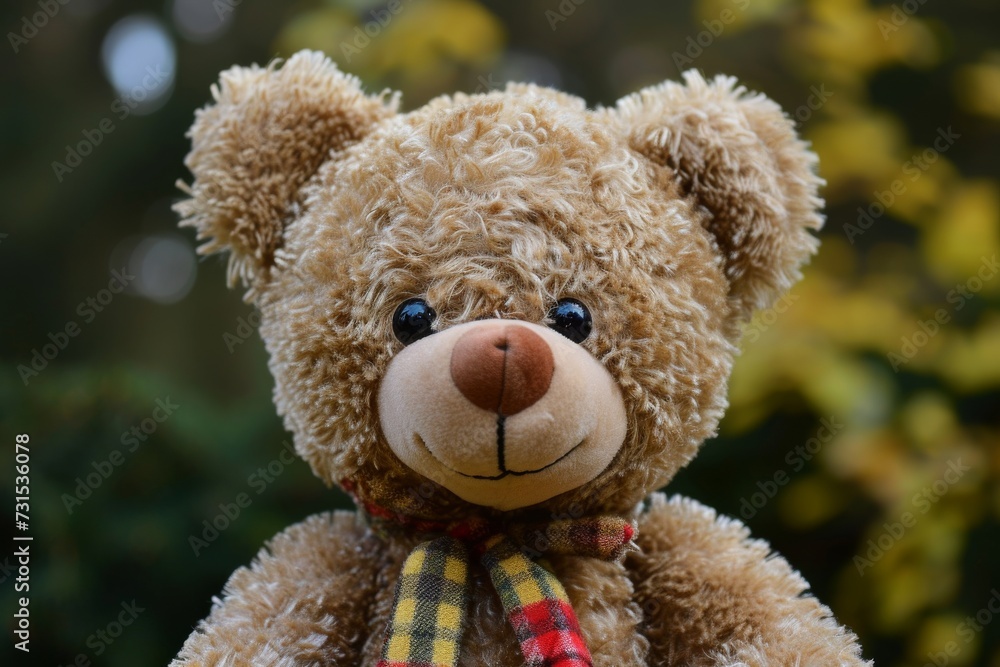 The bear is a stuffed toy The bear is a stuffed toy