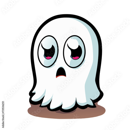 Halloween Ghost Cartoon Illustration with Skull and Skeleton Elements