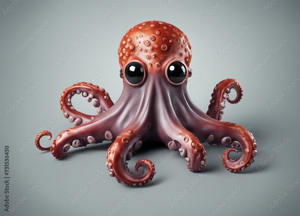 Octopus isolated on gray background. 3d illustration. Octopus isolated on gray background. 3d illustration.