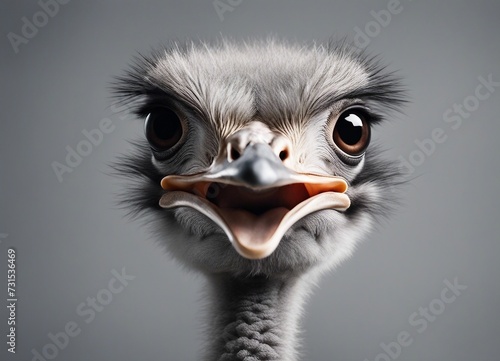 Portrait of an ostrich with a funny expression on his face