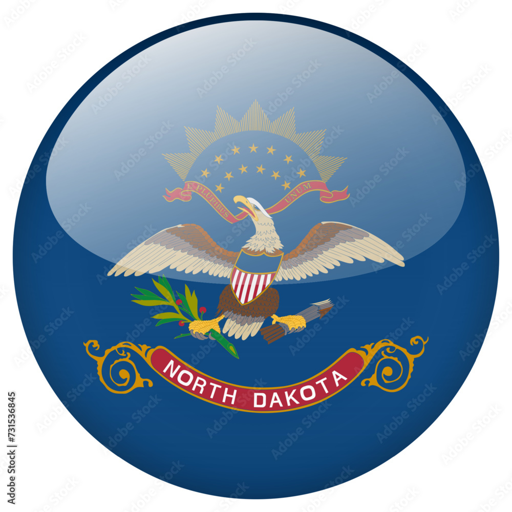 Naklejka premium North Dakota flag button.