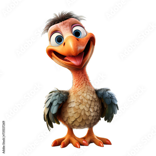 Dodo cartoon character on Transparent Background