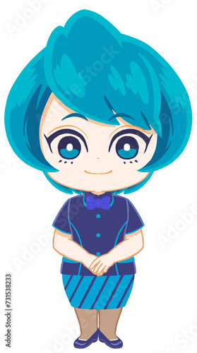 直立する受付嬢