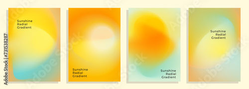 set of abstract sunshine sky illustration radial gradient style cover poster background design.