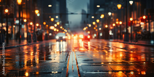 Background depicting a city street at night in an urban setting capturing the vibrant and atmospheric ambiance