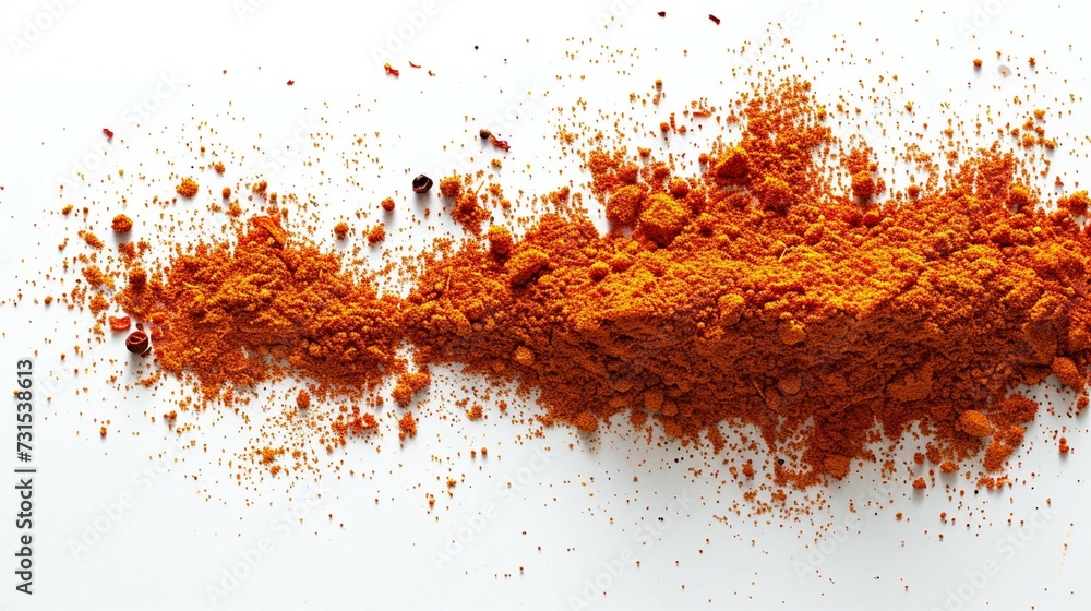 Chili pepper powder on white background,