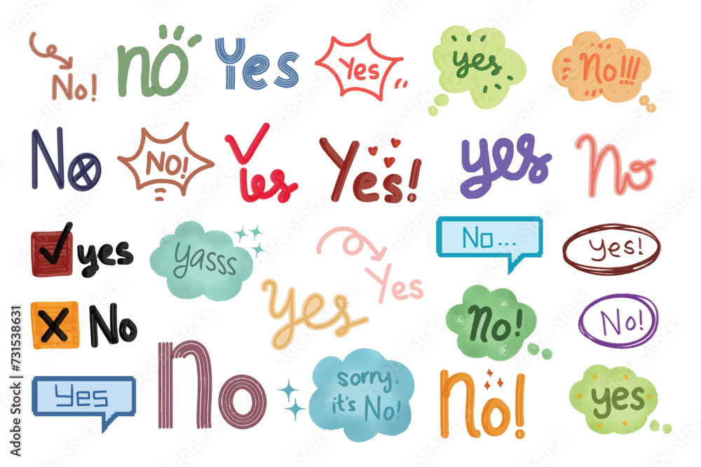 Yes And No Element Hand Drawn Cute Yes And No Element Hand Drawn Cute