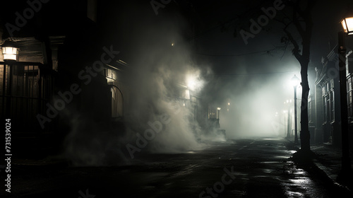 Empty background scene. light in the dark. Night view of the street, the city. Abstract dark background. © alexkich