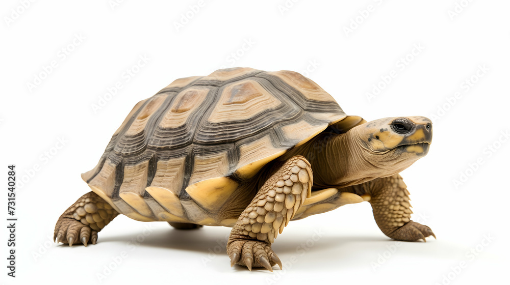 Obraz premium A tortoise slowly moving across the frame
