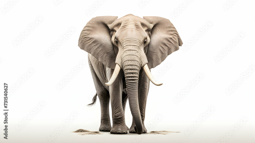 Fototapeta premium An imposing elephant with tusks raised