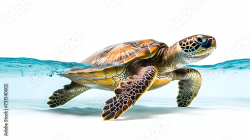 An elegant sea turtle gliding through the water