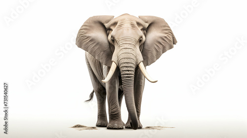 An imposing elephant with tusks raised