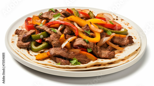 Beef fajitas with peppers and onions