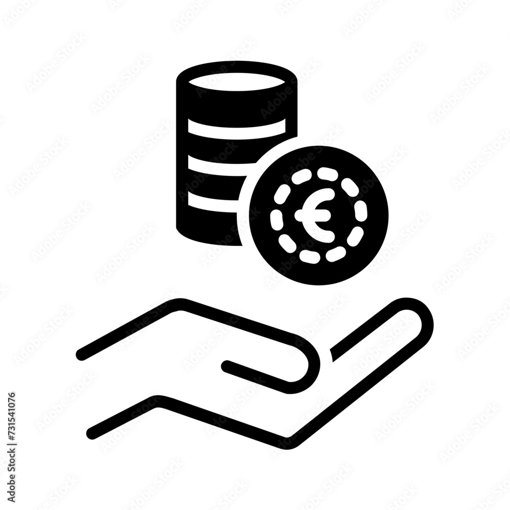 Vector solid black icon for euro Vector solid black icon for euro