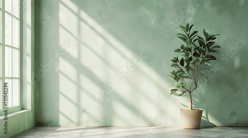green wall with plant