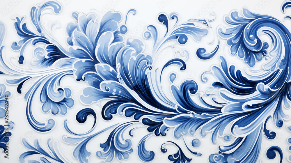 Floral in blue and white. abstract botanical pattern. Floral in blue and white. abstract botanical pattern.