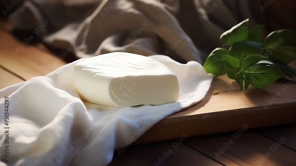 Homemade organic farm cheese. AI generated image. Homemade organic farm cheese. AI generated image.