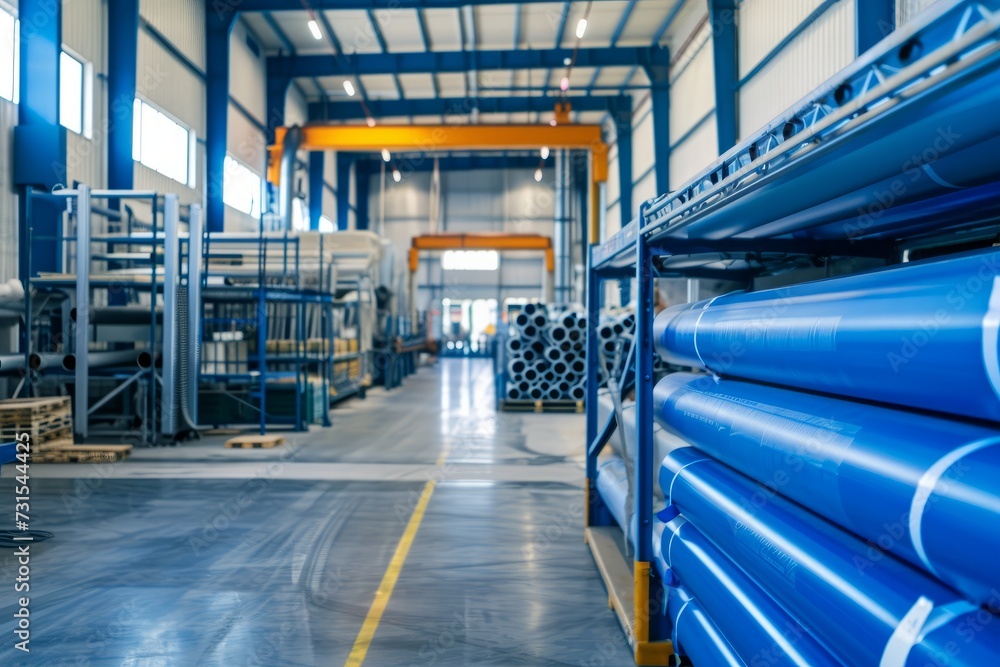 Obraz premium Facility producing polypropylene pipes with high speed extrusion line for water supply and gas