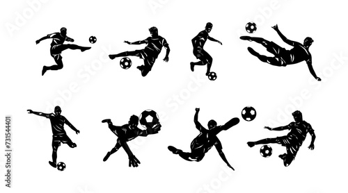 vector collection of illustrations of football player silhouettes © mdpz art