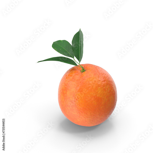Red Orange with Leaves PNG