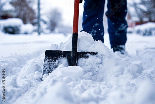 Snow being shoveled