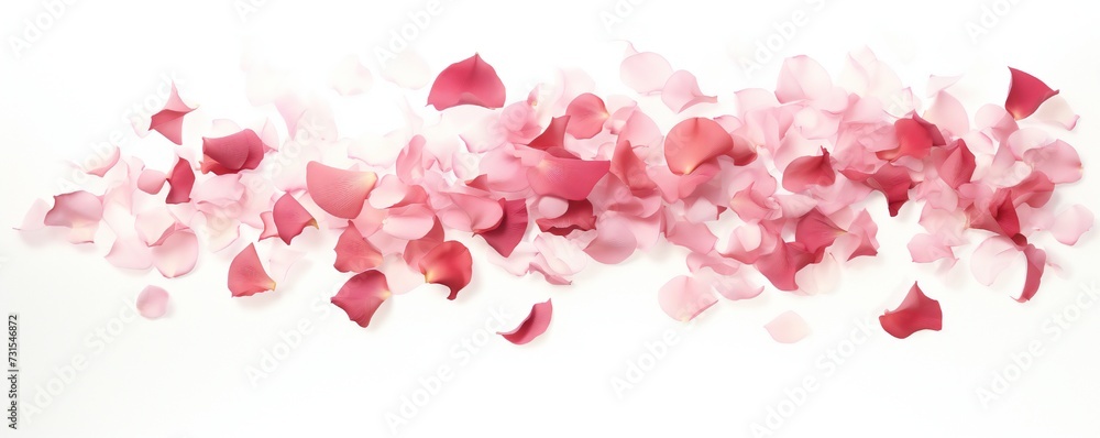 Falling rose petals on white background Generative Ai Falling rose petals on white background Generative Ai