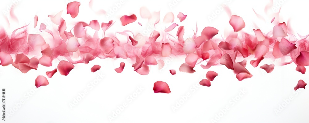 Falling rose petals on white background Generative Ai Falling rose petals on white background Generative Ai