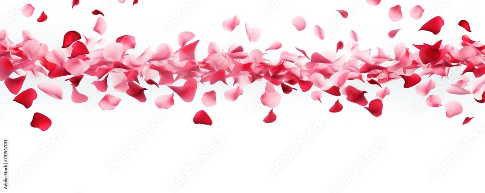Falling rose petals on white background Generative Ai Falling rose petals on white background Generative Ai