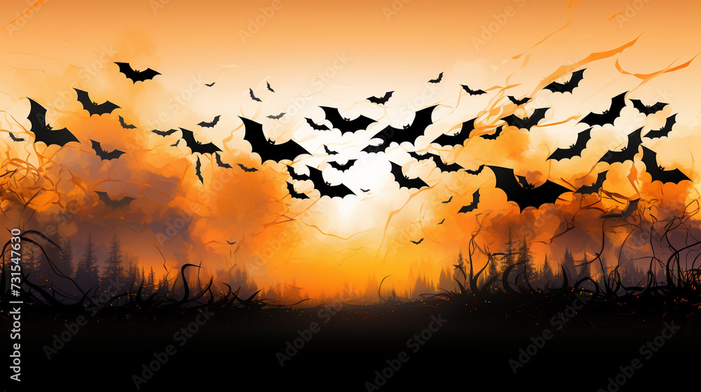 A Group of Bats Flying Over a Field A Group of Bats Flying Over a Field