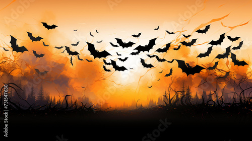 A Group of Bats Flying Over a Field photo