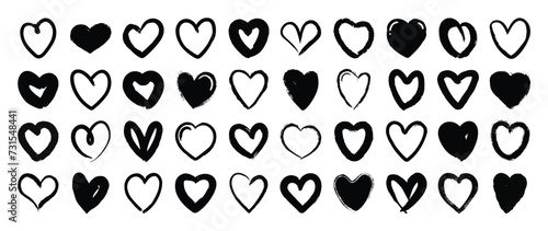 Set of heart doodle element vector. Hand drawn doodle style collection of different heart, love symbol. Illustration design for print, cartoon, card, decoration, sticker, icon, valentine day, clipart.