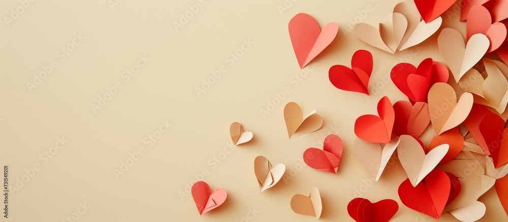 A collection of colorful Valentine's Day paper decorations. A collection of colorful Valentine's Day paper decorations.