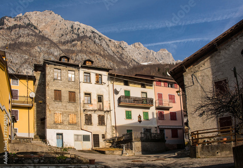 The historic hill village of Timau in Udine Province, Friuli-Venezia Giulia, North East Italy. Part of the Paluzza municipality, it is a German linguistic enclave in Val But in the Carnia alps photo