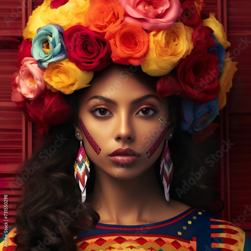 Wallpaper Mural Portrait of a beautiful colombian women for colombian feria de las flores celebration  Torontodigital.ca