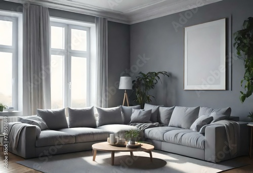 modern living room with sofa with windows © Rida