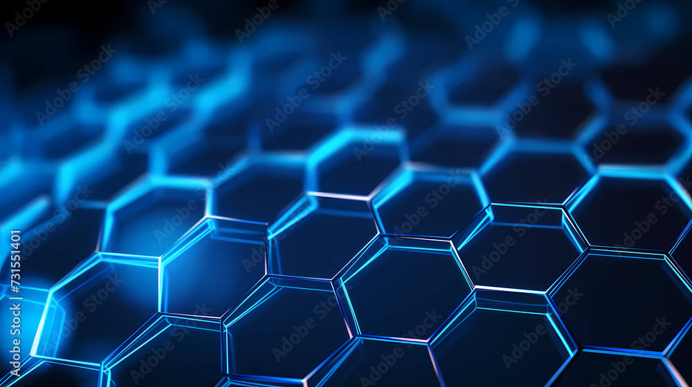 Blue technology background, blue hexagon background Blue technology background, blue hexagon background