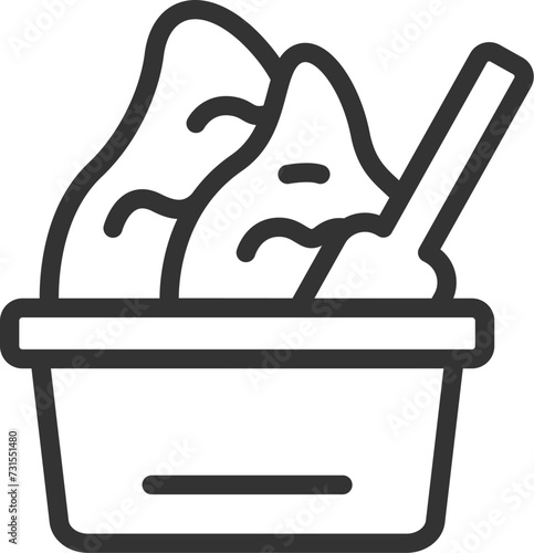 イタリアンジェラートのアイコン（線画）のイラスト