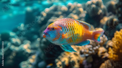 Parrot fish  Scarus frenatus  in Red sea 