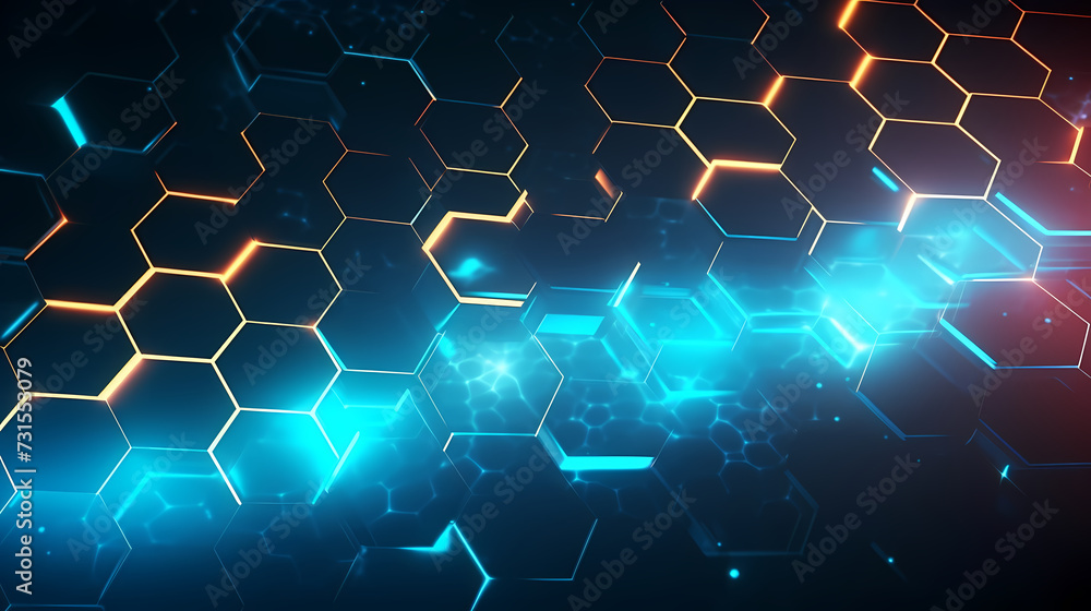 Modern science background hexagon lines and points wave flow abstract background Modern science background hexagon lines and points wave flow abstract background