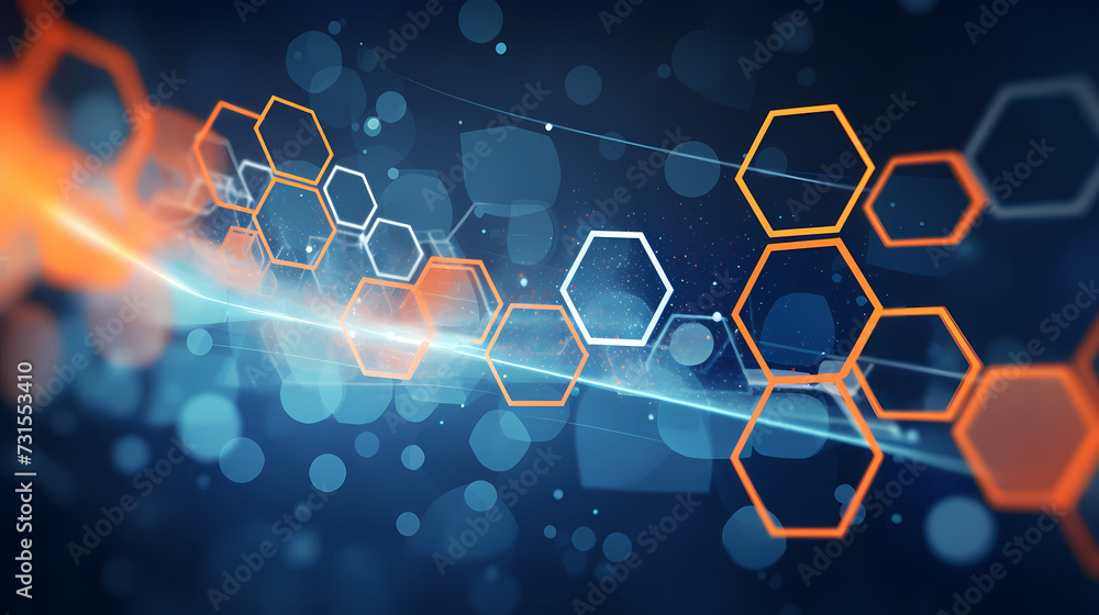 Obraz premium Modern science background hexagon lines and points wave flow abstract background