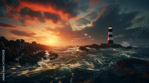 Island Lighthouse at sunrise photo